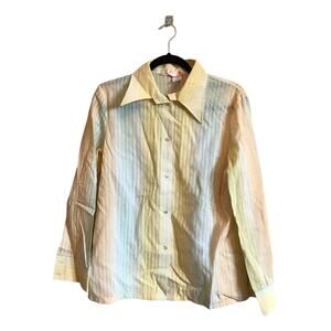 Vintage S 1970s rainbow long sleeve button down blouse psychedelic